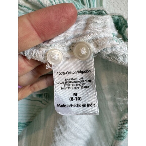 Time and Tru Women's Blue White Striped Button Down Shirt Cotton Long Sleeve M - Picture 6 of 10